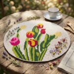Decorative glass bead placemat for dining table