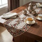 Colorful embroidered sheer table runner 16x72 inch