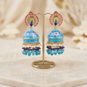 Ethnic Meena Jhumki Earrings | Party wear Turquoise Jhumki