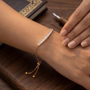 American diamond bracelet for her | Gold finish with embedded stones | Lumba Rakhi
