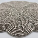 Close up of the Luxury Beaded table placemat with glass bead design | Large 15 inch diameter