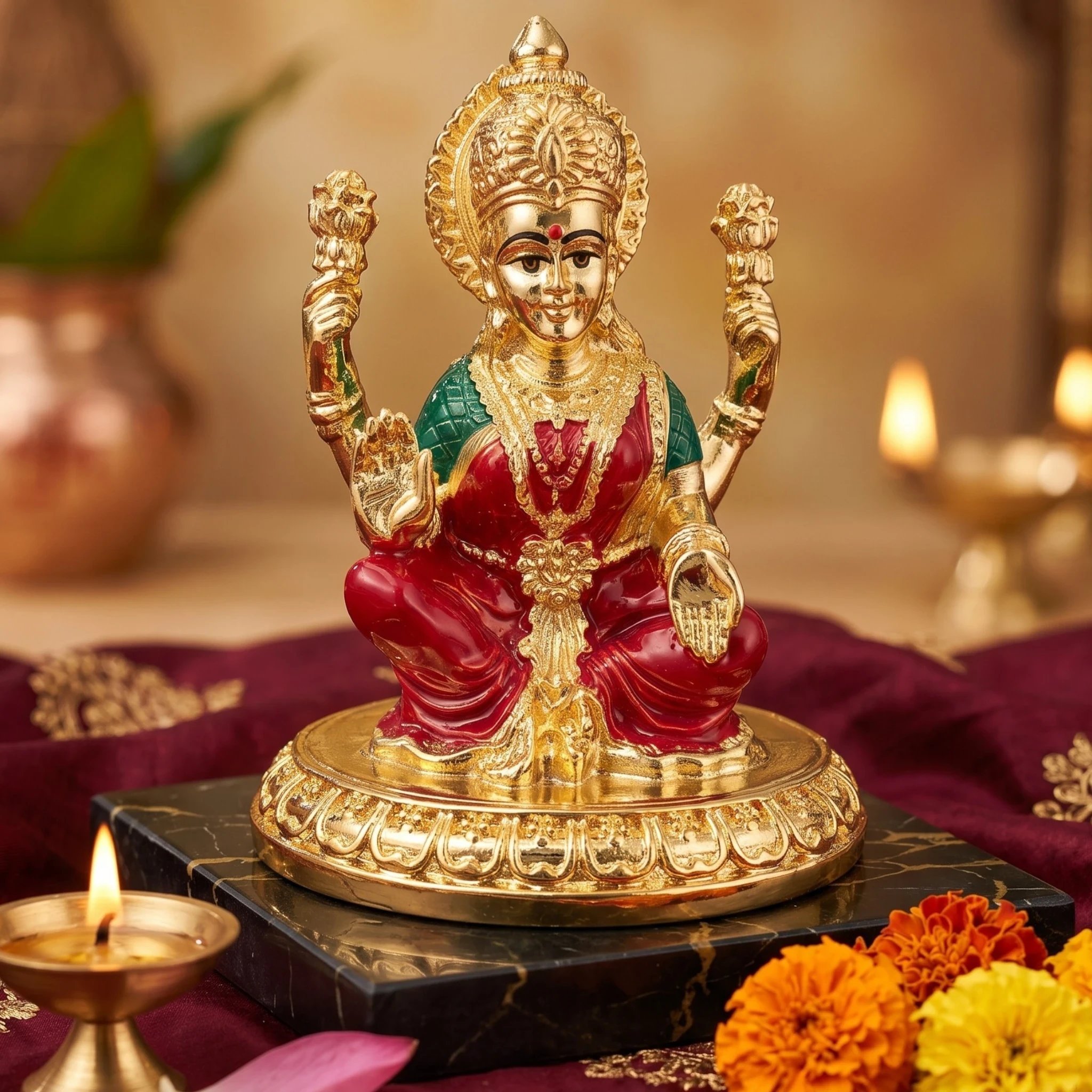 Real Gold coated Lakshmi Statue for home and Gift Pure Gold plated Lakshmi Idol