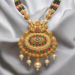 Close up of the Golden Matte Necklace - Ethnic fashion jewelry for saree and lehenga
