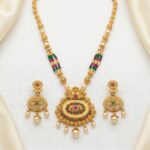 Golden matte necklace set with matching earrings