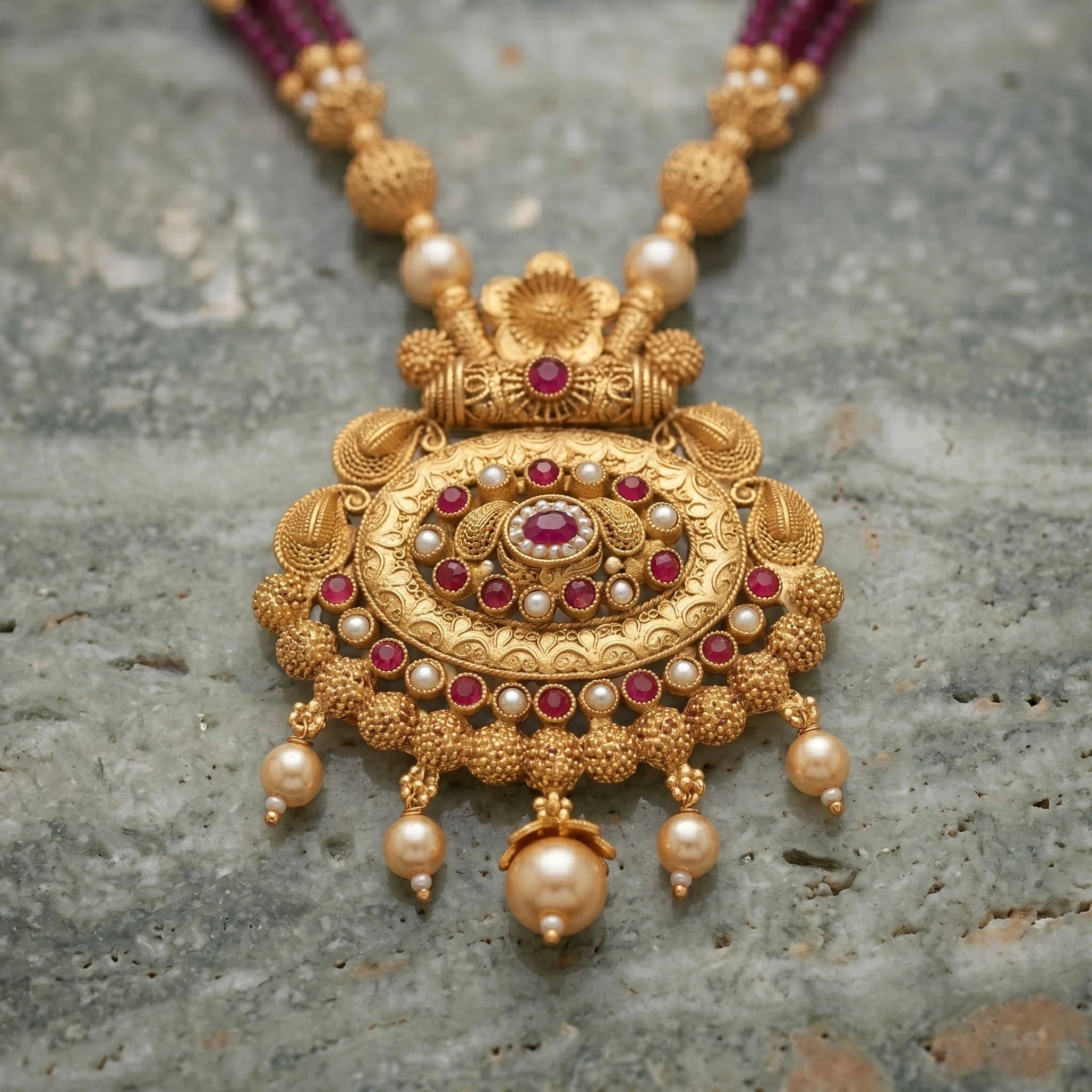 Matte gold statement necklace set for women Ethnic fashion jewelry for saree and lehenga