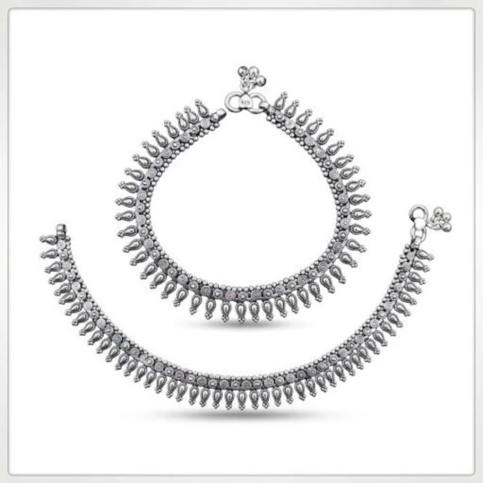 Oxidized 925 Sterling Silver traditional Silver Anklets  | Silver Anklets for Adults - Image 2