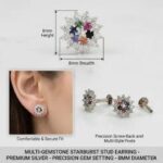 925 Sterling Silver Stud Earrings - Starburst - Image 5
