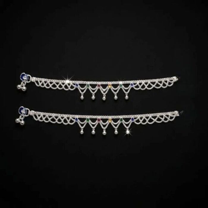 Pair of 925 Sterling Silver Anklets | 10.5 inch Silver Anklets for Adults | Chandi ki Payal - Image 4