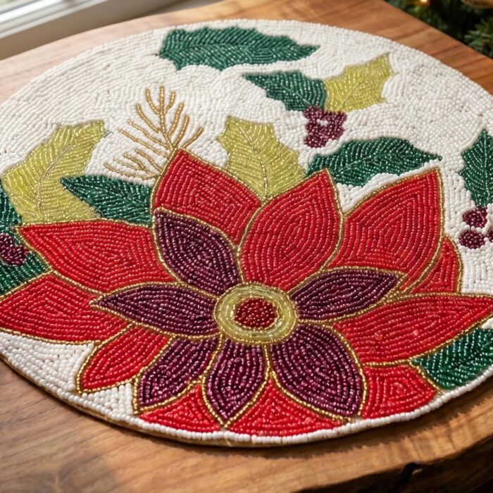 Decorative glass bead placemat for dining table