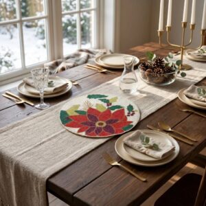 Luxury beaded table placemat with satin backing