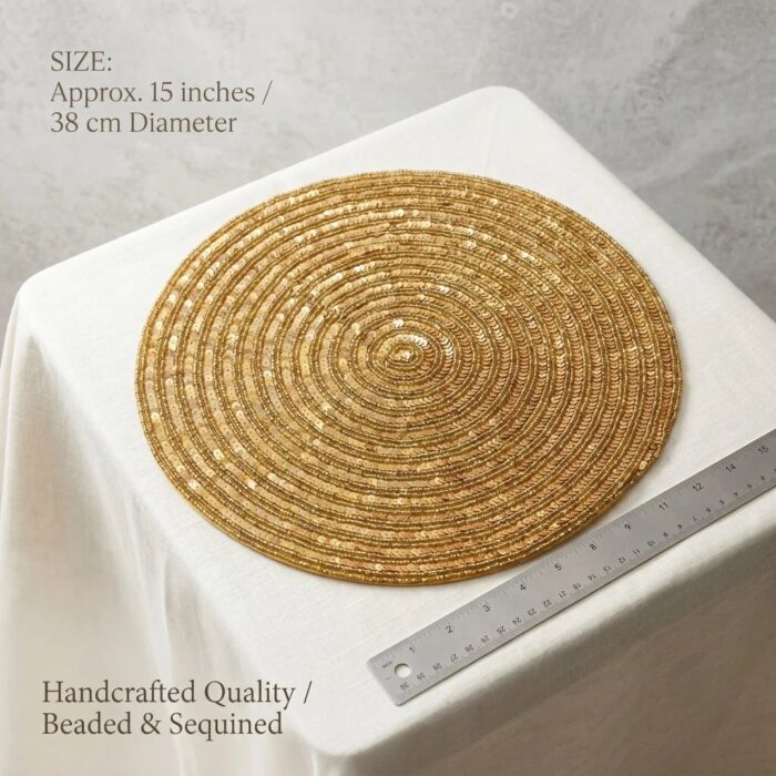 Luxury beaded placemat with satin backing