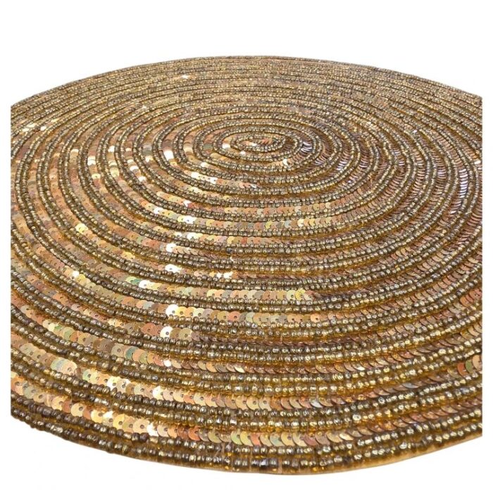 Beaded table placemat 15 inch round with glass bead design
