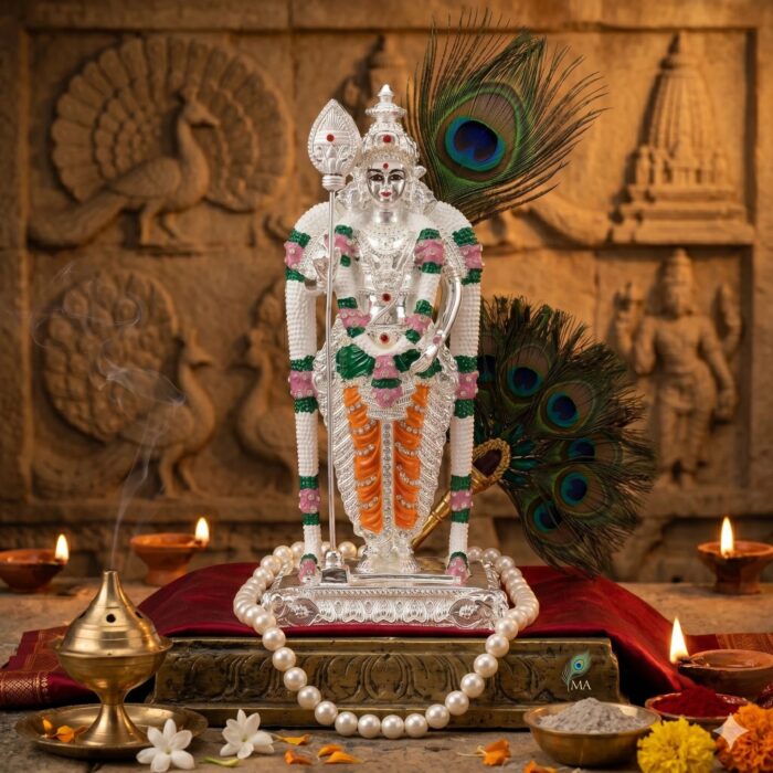 Lord Murugan Statue - Silver Coated