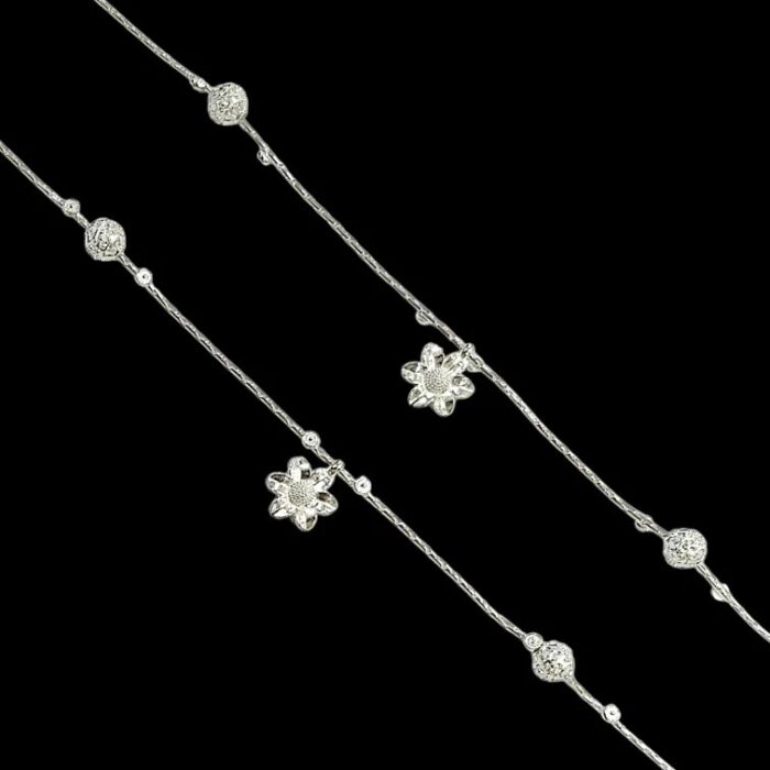 Pair of 925 Sterling Silver Anklets | Silver Anklet for Adults | 10 inch Ankle Bracelet - Image 3