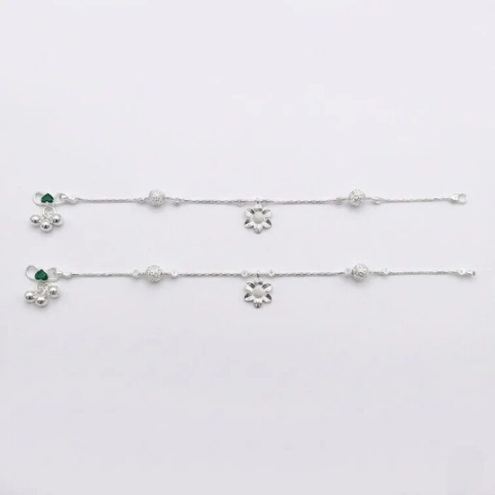 Pair of 925 Sterling Silver Anklets | Silver Anklet for Adults | 10 inch Ankle Bracelet - Image 2