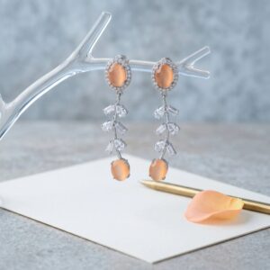 Party Wear Lightweight Chrome Finish AD Stone Earrings