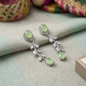 Party Wear Lightweight Chrome Finish AD Stone Earrings