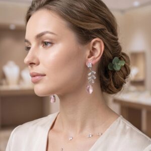 Party Wear Lightweight Chrome Finish AD Stone Earrings