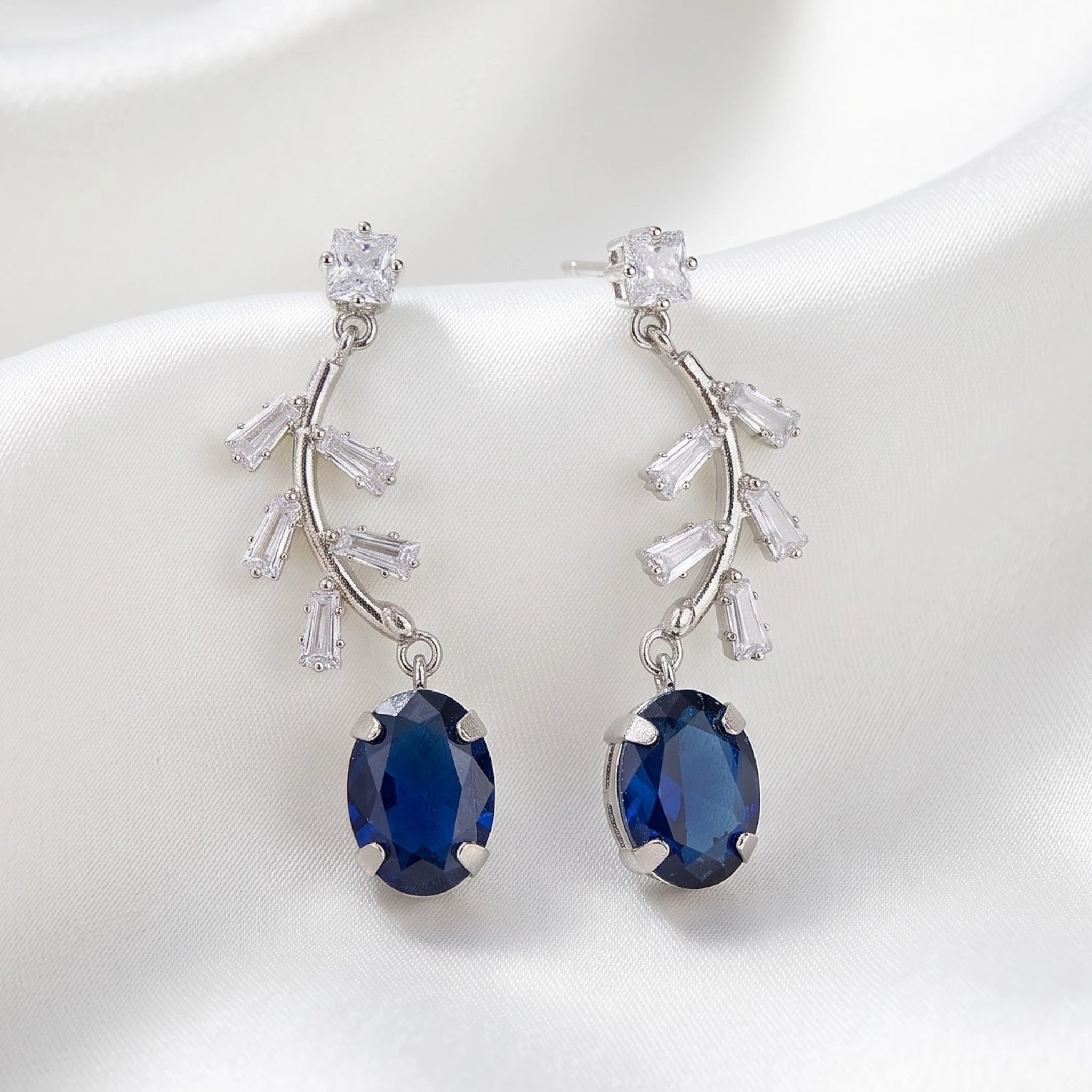 Party Wear Lightweight Chrome Finish AD Stone Earrings Indian Party Wear Dangler Earrings with AD Stones