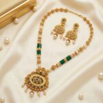 Matte gold statement necklace set for women