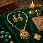 Golden matte necklace set with matching earrings