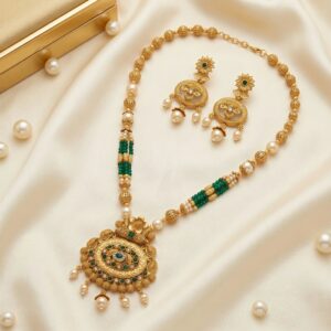 Matte gold statement necklace set for women