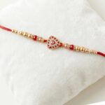 Premium evil eye Rakhi with Cz stones and meena work - Red | Send Rakhi to Canada