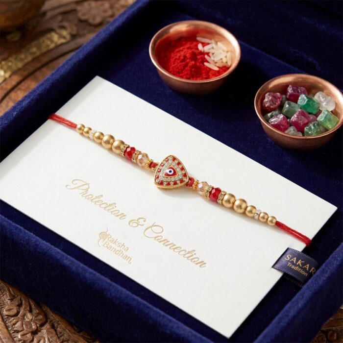 Premium Evil Eye Rakhi with CZ Stones