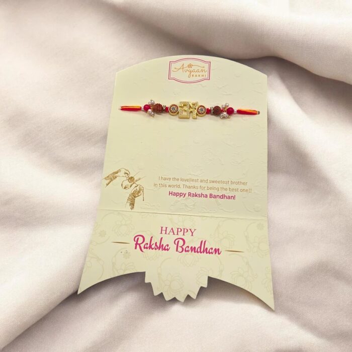 Om Rakhi with a Rakhi Greeting Card | Send Rakhi hamper to Canada