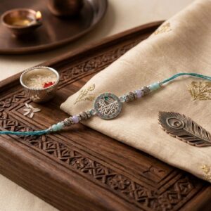 Premium Rakhi with Shri Krishna centerpiece | Send Rakhi to Canada easily