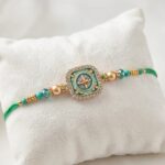 Stylish Rakhi with zirconia stones and a Rakhi Card | Ships in Canada and USA only