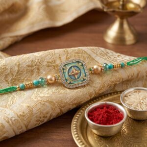 Stylish Rakhi with Rakhi greeting card in US/Canada