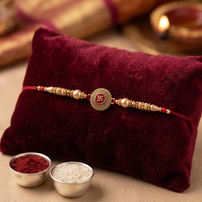 Premium Rakhi with swastik emblem