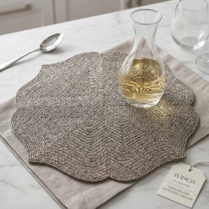 Premium beaded placemat for festive dining table