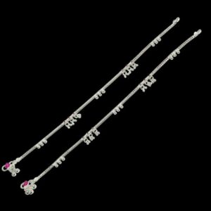 Pair of pure 925 sterling silver anklets for women