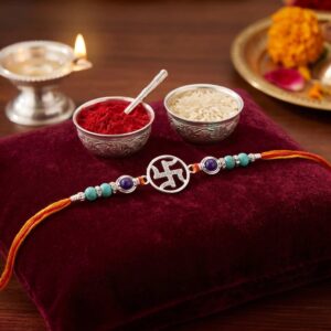 Pure Silver - Swastik Rakhi | 925 sterling silver