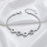 Designer silver bracelet with sparkling zirconia stones | Gift for her