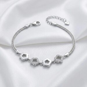 Designer silver bracelet with sparkling zirconia stones | Gift for her