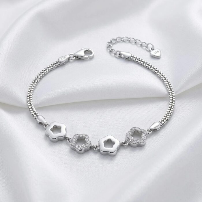 Designer silver bracelet with sparkling zirconia stones | Gift for her