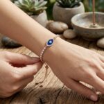 Adjustable Sterling Silver Evil Eye Bracelet