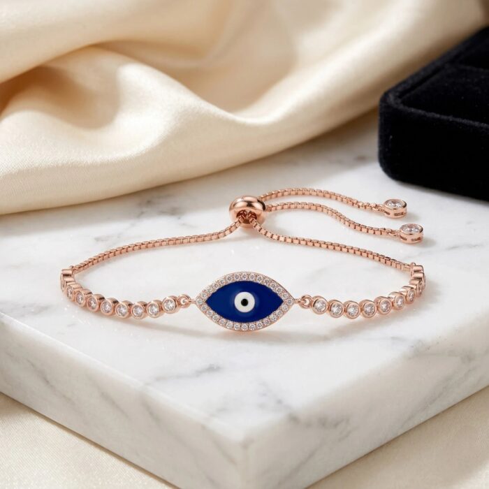 Protective Evil Eye Bracelet Rose Gold Plated