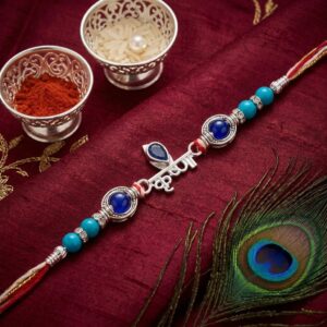 Pure silver Rakhi with Krishna emblem | 925 Sterling silver Rakhi
