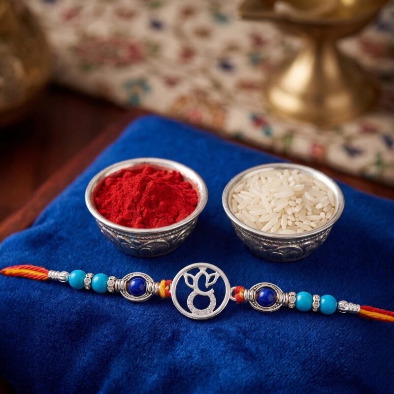 Sterling silver Rakhi with Ganesha | 925 solid silver rakhi