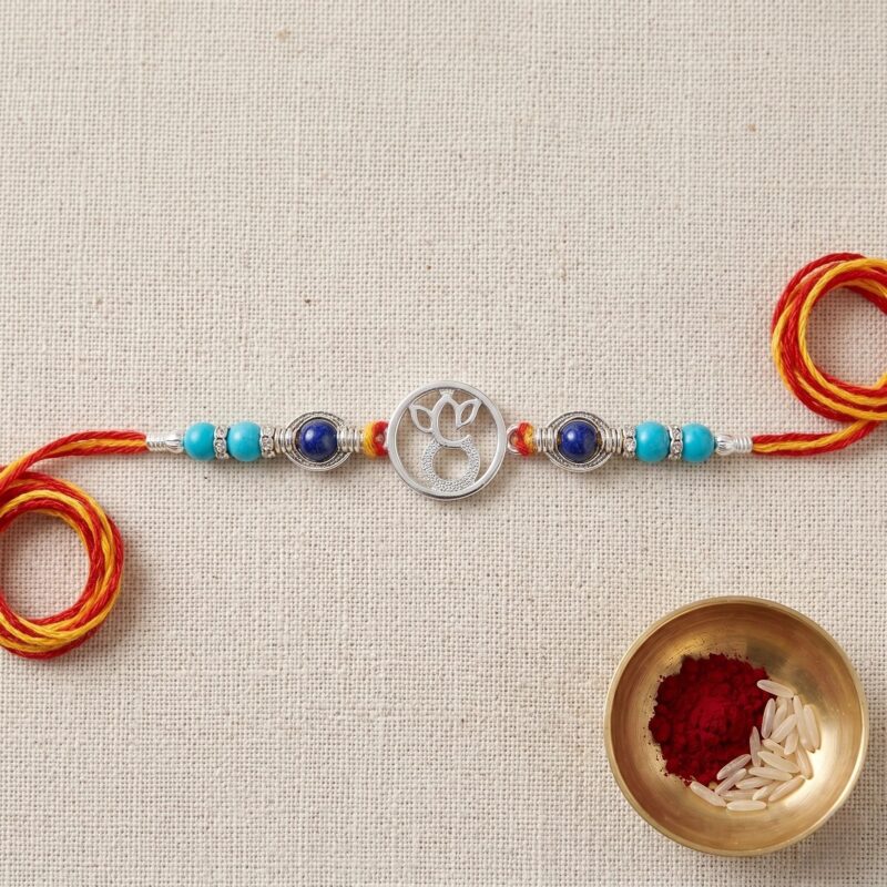 Send Sterling silver Rakhi with Ganesha