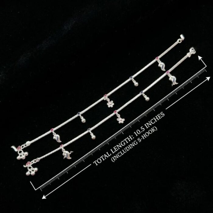 Pair of 925 Sterling Silver Anklets | 10.5 inch Silver Anklets for Adults | Chandi ki Payal - Image 3