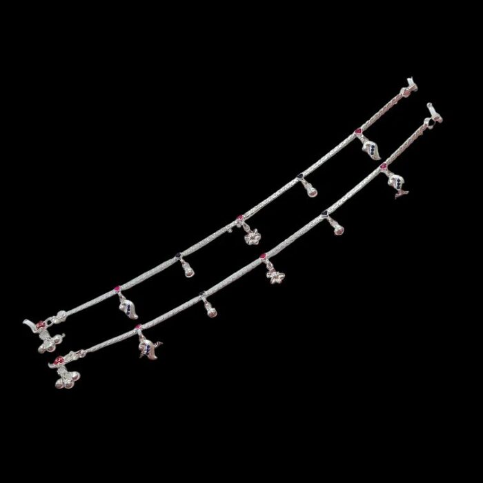 Pair of 925 Sterling Silver Anklets | 10.5 inch Silver Anklets for Adults | Chandi ki Payal - Image 5