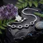 Designer silver bracelet with sparkling zirconia stones | Gift for her