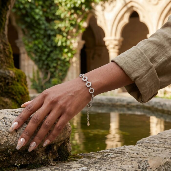 925 Sterling Silver Bracelet for Her | Zirconia Stone Bracelet | Rhodium Finish