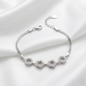 925 Sterling Silver Bracelet for Her | Zirconia Stone Bracelet | Rhodium Finish