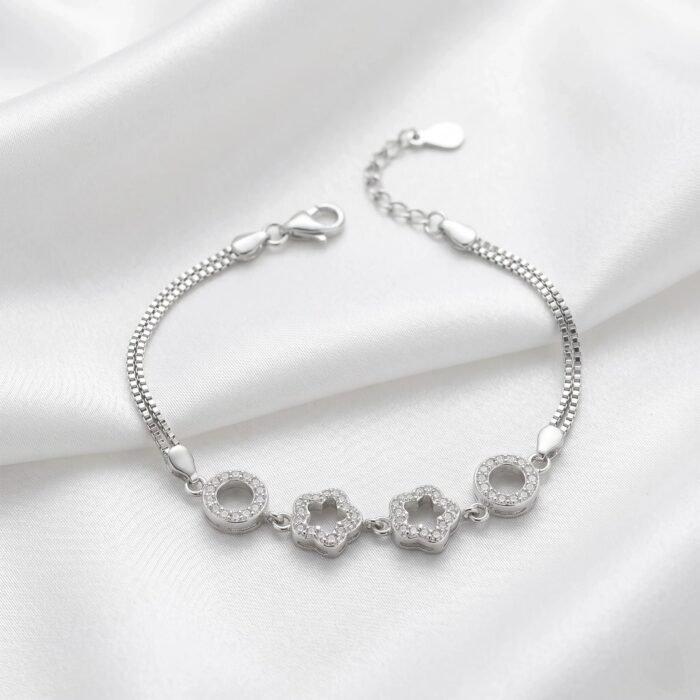 925 Sterling Silver Bracelet for Her | Zirconia Stone Bracelet | Rhodium Finish